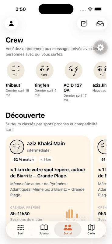 Écran Social de DailySurf
