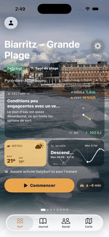Écran Surf de DailySurf